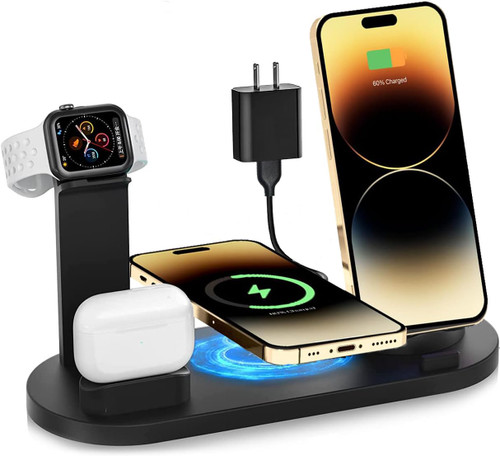 Wireless Charger,4 in 1 Magnetic Charging Station for Multiple Device Apple - 18W Fast MagSafe Charger Dock Stand for iPhone 15 14 13 12 Pro Max Apple Watch iwatch & Airpods