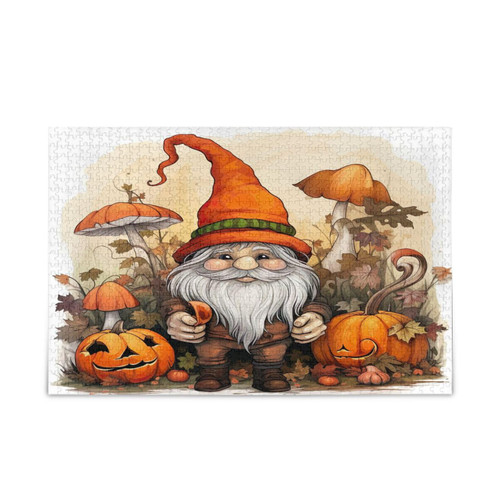 Thanksgiving Gnomes Jigsaw Puzzle for Adults and Kids 500 Piece Challenging Puzzle Educational Toys Brain Games Holiday Birthday Gift