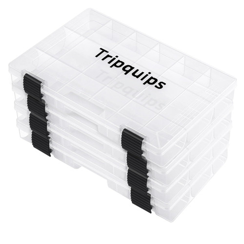 Tripquips 3600 Tackle Trays, Plastic Storage Organizer Box with Removable Dividers - Tackle Boxes - Fishing Tackle Storage - 3700 Tackle Trays - 2 Packs/4 Packs Box Organizer-3600 4 Packs