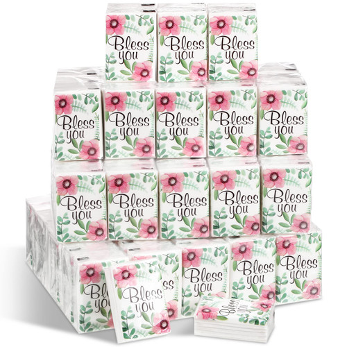 Colarr 120 Pack Facial Tissue Packs 3 Ply Spring Floral Pocket Tissue Travel Packs Bless You Soft Tissues Packs Individual Tissue Packs Travel Tissues Bulk for Travel Party Supplies 7 Sheets Per Pack