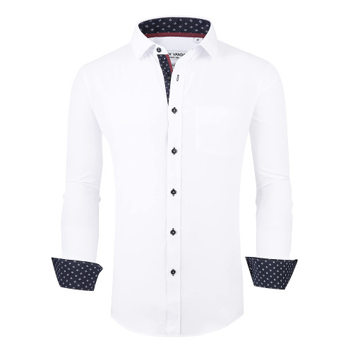 Alex Vando Mens Dress Shirt Wrinkle Free Regular Fit 4-Way Stretch Button Down Shirts,White,XL Alex Vando Mens Dress Shirt Wrinkle Free Regular Fit 4-Way Stretch Button Down Shirts,White,XL