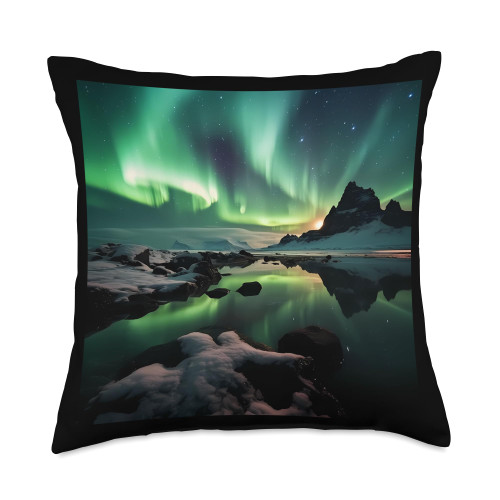 Icelandic Gifts & Souvenirs by Hh & River Travel Iceland Auroa Borealis Northern Lights Vacation Photo Merch Throw Pillow, 18x18, Multicolor Icelandic Gifts & Souvenirs by Hh & River Travel Iceland Auroa Borealis Northern Lights Vacation Photo Merch Throw Pillow, 18x18, Multicolor