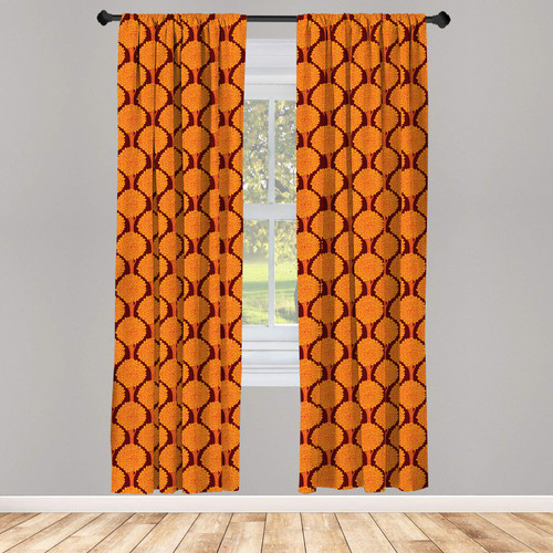 Ambesonne Tree Window Curtains, Abstract Vibrant Color Forest Pattern Autumn Season Wildlife Modern Art, Lightweight Decor 2-Panel Set with Rod Pocket, Pair of - 28" x 63", Orange Chestnut Brown