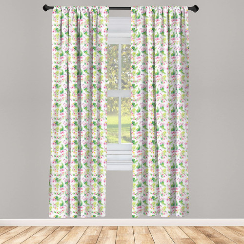 Ambesonne Luau Curtains, Hawaiian Flower Hibiscus with Exotic Green Leaves and Birds Botany Print, Window Treatments 2 Panel Set for Living Room Bedroom, Pair of - 28" x 63", Pale Pink Yellow Green Ambesonne Luau Curtains, Hawaiian Flower Hibiscus with Exotic Green Leaves and Birds Botany Print, Window Treatments 2 Panel Set for Living Room Bedroom, Pair of - 28" x 63", Pale Pink Yellow Green