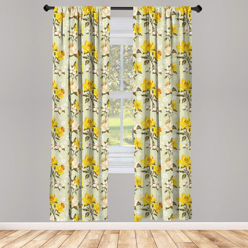 Ambesonne Vintage Curtains, Narcissus Blossoms Little Wildflowers Green Leaves Classical, Window Treatments 2 Panel Set for Living Room Bedroom, Pair of - 28" x 63", Yellow Cream Pale Green Ambesonne Vintage Curtains, Narcissus Blossoms Little Wildflowers Green Leaves Classical, Window Treatments 2 Panel Set for Living Room Bedroom, Pair of - 28" x 63", Yellow Cream Pale Green