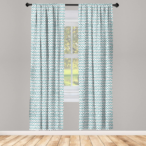 Ambesonne Grey Blue Curtains, Pastel Colored Stripes with Dots Hand Drawn Geometric Pattern, Window Treatments 2 Panel Set for Living Room Bedroom, Pair of - 28" x 63", Charcoal Grey Pale Blue