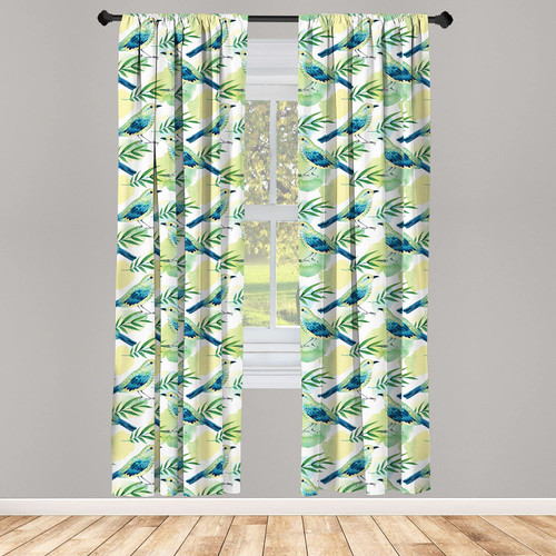 Ambesonne Birds Curtains, Romantic Perched Spotted Sparrows Wet in Wet Watercolor Technique, Window Treatments 2 Panel Set for Living Room Bedroom, Pair of - 28" x 63", Pale Green Green Ambesonne Birds Curtains, Romantic Perched Spotted Sparrows Wet in Wet Watercolor Technique, Window Treatments 2 Panel Set for Living Room Bedroom, Pair of - 28" x 63", Pale Green Green