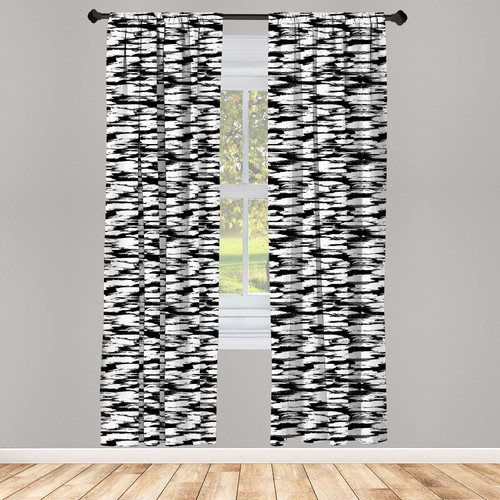 Ambesonne Retro Window Curtains, Bold Pattern with Thick Brushstrokes and Thin Stripes Monochrome, Lightweight Decor 2-Panel Set with Rod Pocket, Pair of - 28" x 63", Black and White Ambesonne Retro Window Curtains, Bold Pattern with Thick Brushstrokes and Thin Stripes Monochrome, Lightweight Decor 2-Panel Set with Rod Pocket, Pair of - 28" x 63", Black and White
