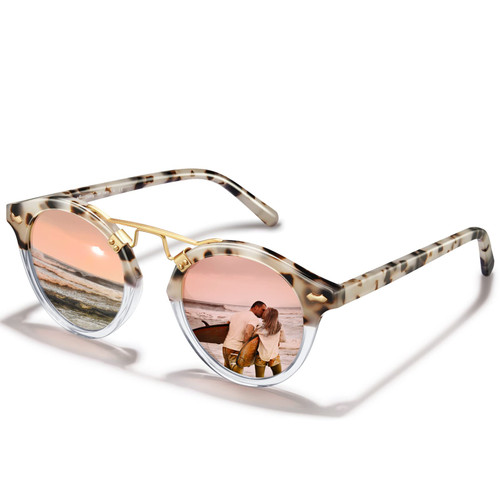 CARFIA Small Acetate Sunglasses Womens Trendy 2023, Pink Mirrored Polarized Sunglasses UV Protection Double Bridge Eyewears