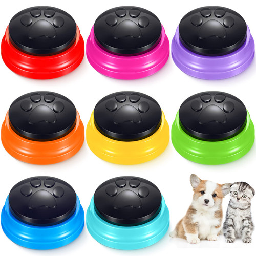 8 Pack Voice Recording Button Dog Buttons for Communication Recordable Buttons Dog Cat Talking Button Pet Training Buzzer, 30 Second Recording Buzzers for Pet Learning, Office Game, 8 Colors