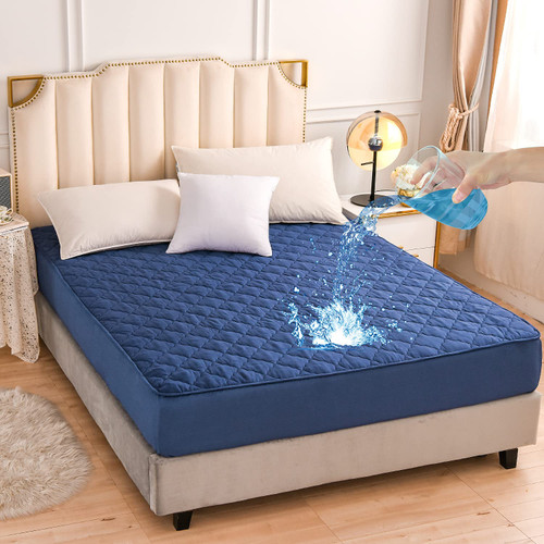 Holawakaka Full Mattress Protector Waterproof, Breathable Noiseless Mattress Pad Cover Quilted Fitted with Deep Pocket up to 14" Depth (Blue, Full) Holawakaka Full Mattress Protector Waterproof, Breathable Noiseless Mattress Pad Cover Quilted Fitted with Deep Pocket up to 14" Depth (Blue, Full)