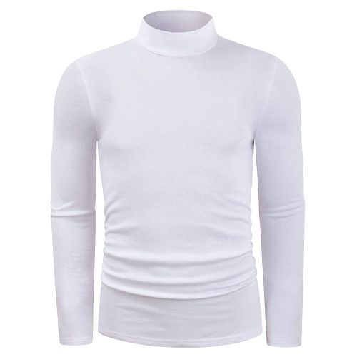 LE VONFORT Men's Mock Turtleneck T Shirts Long Sleeve Thermal Underwear Tops Casual Slim Fit Basic Lightweight Base Layer Pullover White X-Large