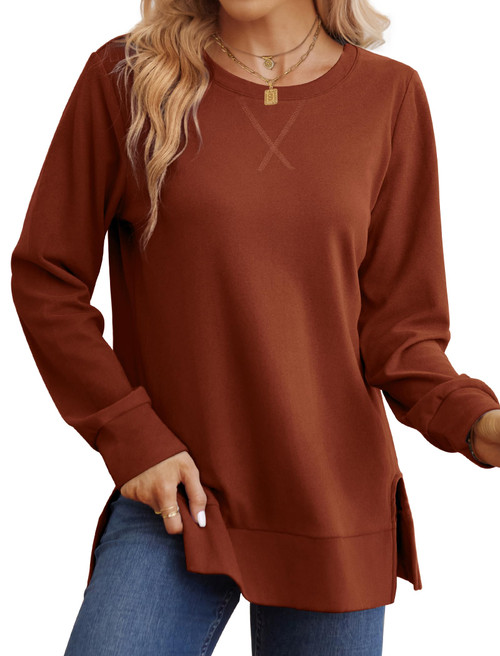 Saloogoe Womens Tops Fashion 2023 Fall Sweatshirt Lightweight Sweaters Long Sleeve T Shirts XL