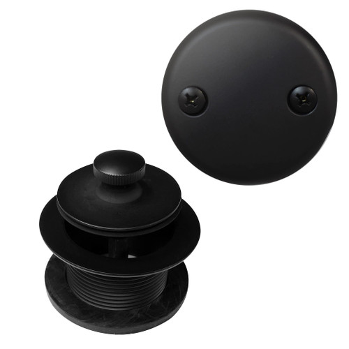 Westbrass A94-2-62 1-1/2" Coarse Thread Twist & Close Bathtub Drain Trim with Two-Hole Overflow Faceplate, Matte Black