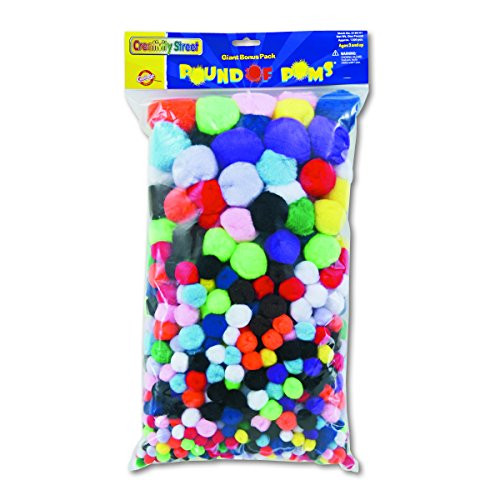 Creativity Street 818001 Pound of Poms Giant Bonus Pack, Assorted Colors, 1 lb Pack