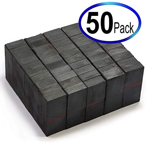 CMS Magnetics Domino Size Magnet - 1 7/8 x 7/8 x 3/8" Ceramic Magnets Grade 8 - For Crafts, Science and Hobbies - Hard Ferrite Grade 8-50 Pieces