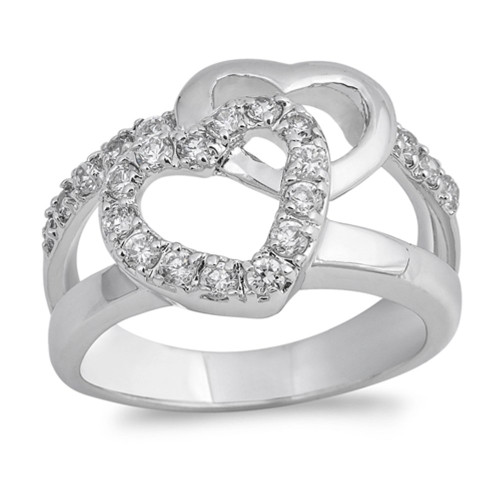Clear CZ Infinity Knot Heart Promise Ring .925 Sterling Silver Band Size 6