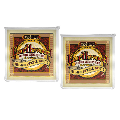 2 PACK Ernie Ball P02051 Earthwood Silk and Steel 12-String Soft Acoustic Set.009 - .046