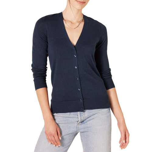 Amazon Essentials Women's Lightweight V-Neck Cardigan Sweater (Available in Plus Size), Navy, Large