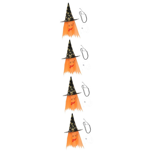 BESTOYARD 4pcs Wizard Hat Glowing Hanging Outdoor Halloween Decorations Outdoor Decor White Decor Collapsible Ornaments for LED Decor Witch Hats LED Light Halloween Witch Hat Light Shine