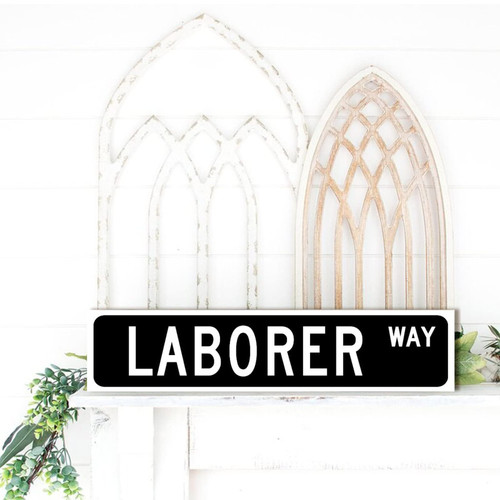 Laborer Gift Wood Wall Plaque Profession Laborer Decor Wood Signs Laborer Hanging Wood Plaque Wall Sign Custom Street Sign Decor for Laundry Room Bedroom Hard Working Dad Birthday Gift