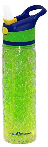 Green Canteen DWPTBCG-600-BGG Double Wall Tritan Plastic Hydration Bottle Crackle Gel with Sippy Cap, 19 oz, Blue/Green