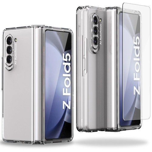 NINKI Compatible Transparent Case for Samsung Z Fold 5 Case Clear with Screen Protector,Full Body Shockproof Cover Hinge Protection Clear Case for Galaxy Z Fold 5 Case,Samsung Galaxy Z Fold 5 5G case