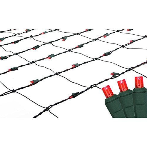 4' x 6' Red LED Wide Angle Christmas Net Lights - Green Wire