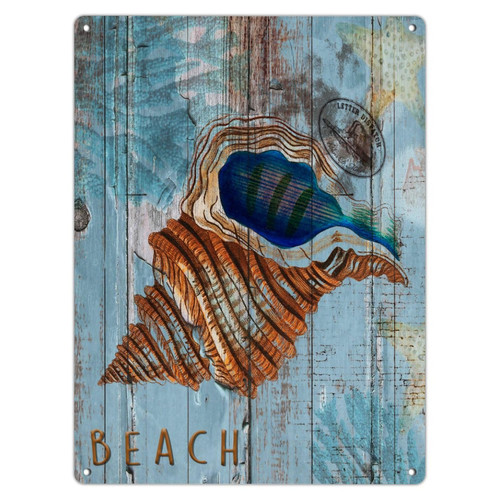 Decorative Metal Tin Sign Nautical Beach Ocean Theme Underwater Sea Snail Man Cave Decor Tin Signs for Laundry Backyard Men Shells Starfish Blue Coastal Art Poster Gift for Porch 12x16in