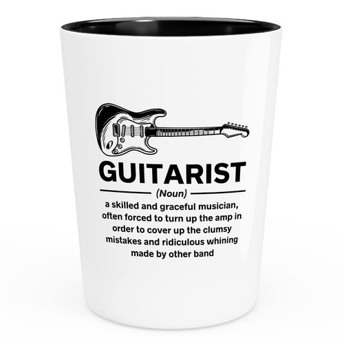 Flairy Land Guitarist Shot Glass 1.5oz - Guitarist (n.) a skilled and graceful musician - musician guitar player electronic rock acoustic apparel gift Flairy Land Guitarist Shot Glass 1.5oz - Guitarist (n.) a skilled and graceful musician - musician guitar player electronic rock acoustic apparel gift