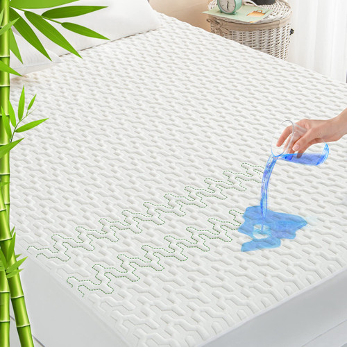 GRT Waterproof Bamboo Mattress Protector Full Size - 3D Air Fiber Mattress Protector Cover, Cooling Mattress Pad Breathable Ultra Soft Noiseless 8''-21'' Deep Pocket Machine Washable GRT Waterproof Bamboo Mattress Protector Full Size - 3D Air Fiber Mattress Protector Cover, Cooling Mattress Pad Breathable Ultra Soft Noiseless 8''-21'' Deep Pocket Machine Washable