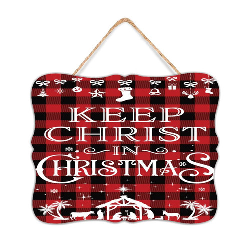 Personalized Wood Pallet Wall Plaque Sign Keep Christ in Christmas Motivational Wood Plaque Sign Quote Decorative Christmas Nativity Scene Wall Art Decoration Signs for Laundry House 8x10 Inch