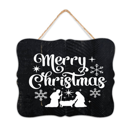 Autravelco Rustic Wood Pallet Wall Plaque Sign Merry Christmas Retro Wood Plaque Sign Quote Farmhouse The Birth of Jesus Home Decoration Signs for Laundry Porch 8x10 Inch