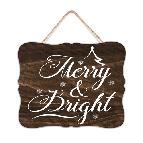 Autravelco Merry & Bright Family Wall Art Decor Signs Hanging Wood Pallet Wall Plaque Sign Retro Wall Art Wood Plaque Sign Home Decor for Laundry Cottage 8x10 Inch