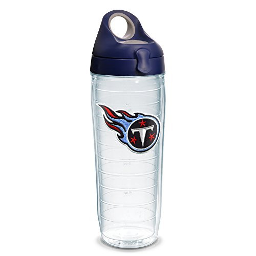 Tervis 1230898 NFL Tennessee Titans Primary Logo Tumbler with Emblem and Navy with Gray Lid 24oz Water Bottle, Clear