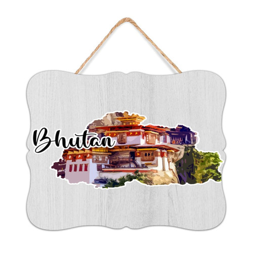 Hanging Wall Art Decoration Wood Pallet Wall Plaque Sign Bhutan Antique Wall Art Wood Plaque Sign 8x10 Inch World Explorers Landmark Building Wooden Hanging Signs Home Decor for Laundry Cottage