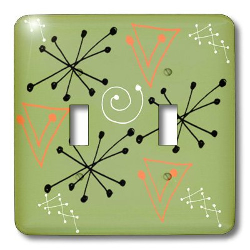 3dRose LLC lsp_44336_2 Black and Tangerine Retro Shapes on a Green Background, Double Toggle Switch 3dRose LLC lsp_44336_2 Black and Tangerine Retro Shapes on a Green Background, Double Toggle Switch