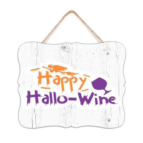 Hanging Wood Sign Plaque Happy Hallo-wine Positive Wood Plaque Sign Quote Rustic Art Decor Signs for Laundry Front Porch 8x10 Inch Hanging Wood Sign Plaque Happy Hallo-wine Positive Wood Plaque Sign Quote Rustic Art Decor Signs for Laundry Front Porch 8x10 Inch