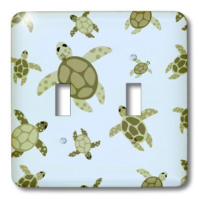 3dRose LLC lsp_20337_2 Cute Sea Turtle Design Green and Blue Double Toggle Switch