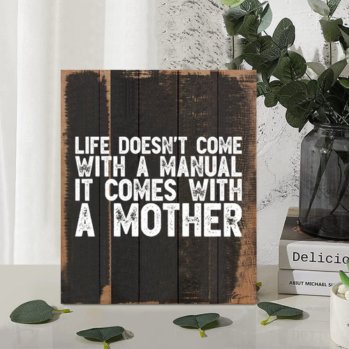 Retro Rustic Style 10x12in Motivational Quotes Wood Pallet Life with a Mother Wooden Wall Art Plaque for Porch Garden Yard Living Room Farmhouse Kitchen Coffee Bar Laundry Room Decor Retro Rustic Style 10x12in Motivational Quotes Wood Pallet Life with a Mother Wooden Wall Art Plaque for Porch Garden Yard Living Room Farmhouse Kitchen Coffee Bar Laundry Room Decor