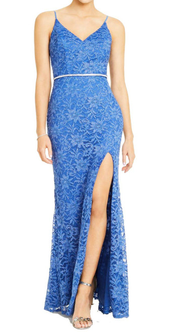 City Studio Womens Juniors Metallic Lace Evening Dress Blue 11