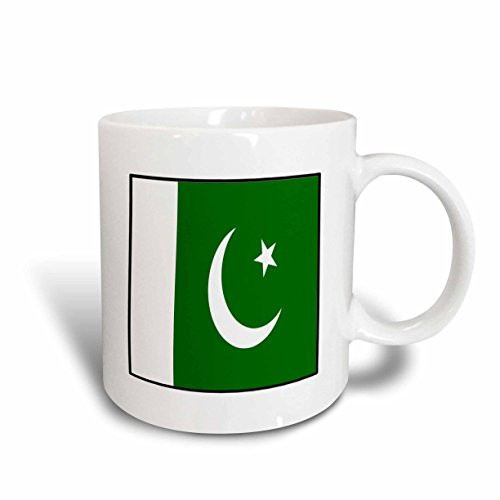 3dRose 98465_2 Photo of Pakistan Flag Button Ceramic Mug, 15 oz, White