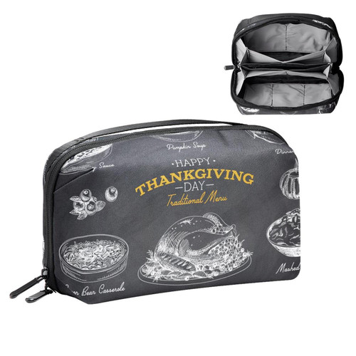 VBFOFBV Large Makeup Bag Zipper Pouch Waterproof Travel Cosmetic Organizer for Women and Girls, Thanksgiving Dinner Cartoon Food Pattern VBFOFBV Large Makeup Bag Zipper Pouch Waterproof Travel Cosmetic Organizer for Women and Girls, Thanksgiving Dinner Cartoon Food Pattern