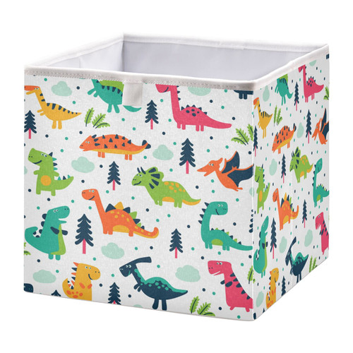 Emelivor Dinosaurs Cube Storage Bin Foldable Storage Cubes Waterproof Toy Basket for Cube Organizer Bins for Kids Toys Nursery Closet Shelf Book Office Home - 15.75x10.63x6.96 IN