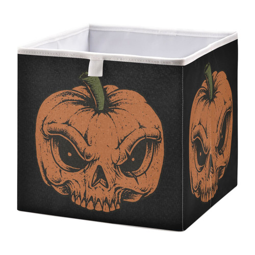 Halloween Skull Pumpkin Storage Basket Storage Bin Rectangular Collapsible Toy Bins Shelves Cloth Baskets Organizer for Laundry Room Baby Room