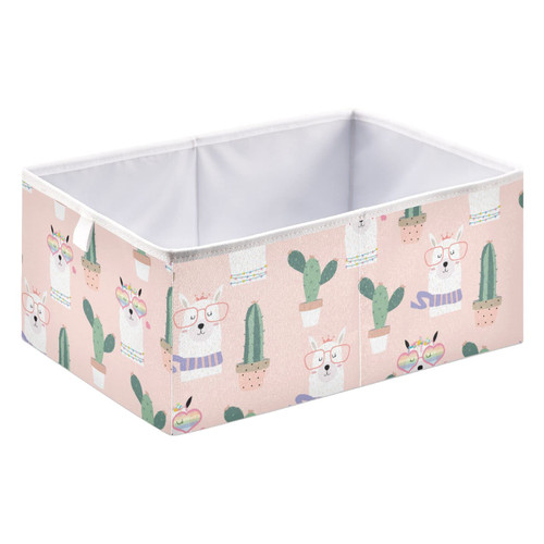 Emelivor Cute Llama Cactus Cube Storage Bin Foldable Storage Cubes Waterproof Toy Basket for Cube Organizer Bins for Toys Closet Kids Nursery Boys Girls Clothes Book - 15.75x10.63x6.96 IN