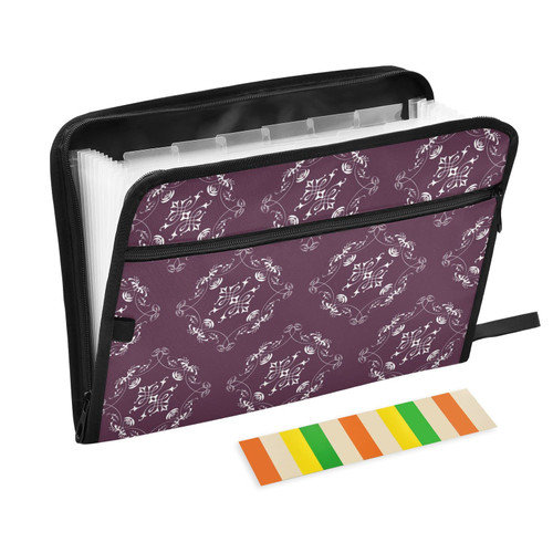 Aubergine White Swirl Accordion File Organizer Portable Document Receipt Organizer File Folders with Pockets Labels Expanding File Folder for Papers Documents Receipts