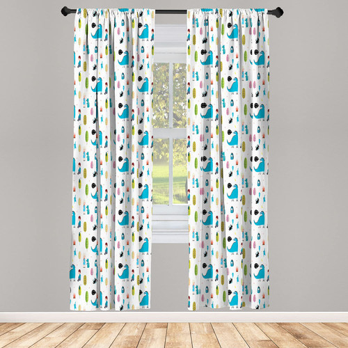 Ambesonne Dragon Window Curtains, Hand Drawn Illustration Print of Boy and Girl with Animal Characters Cartoon Style, Lightweight Decor 2-Panel Set with Rod Pocket, Pair of - 28" x 95", Multicolor