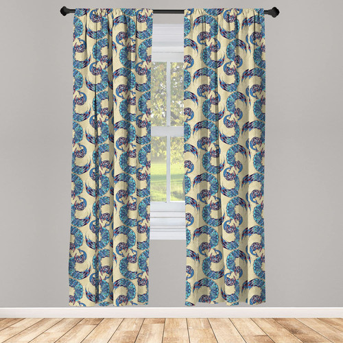 Ambesonne Bird Curtains, Abstract Folkloric Inspired Design of Continuous Japanese Peacock, Window Treatments 2 Panel Set for Living Room Bedroom, Pair of - 28" x 95", Grey Yellow Multicolor Ambesonne Bird Curtains, Abstract Folkloric Inspired Design of Continuous Japanese Peacock, Window Treatments 2 Panel Set for Living Room Bedroom, Pair of - 28" x 95", Grey Yellow Multicolor