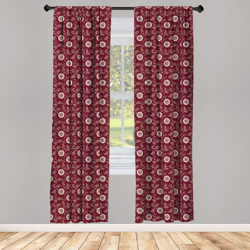Ambesonne Maroon Window Curtains, Repetitive Vintage Bicolor Floral Daisy Leaves Peduncles Illustration Print, Lightweight Decor 2-Panel Set with Rod Pocket, Pair of - 28" x 95", Maroon Champagne